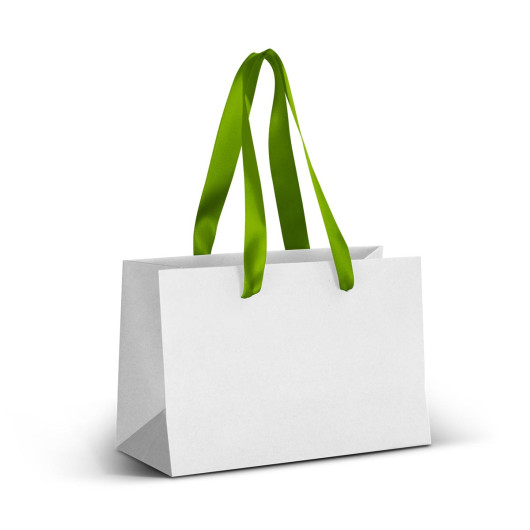 Small Full Colour Ribbon Handle Paper Bags White